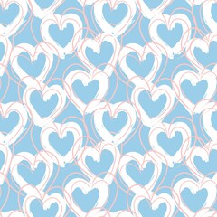 Obraz na płótnie Canvas Heart shaped brush stroke seamless pattern background