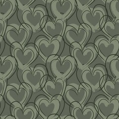 Heart shaped brush stroke seamless pattern background