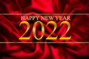 Merry Christmas and happy new year 2022 concept. gold gradient text and number on blur red dark...