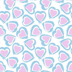 Heart shaped brush stroke seamless pattern background