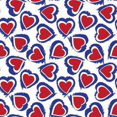 Heart shaped brush stroke seamless pattern background