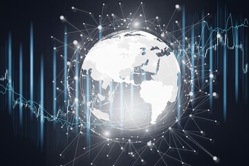 Fototapeta premium Business people point to the virtual hologram in the internet cyberspace, graph the rising trend