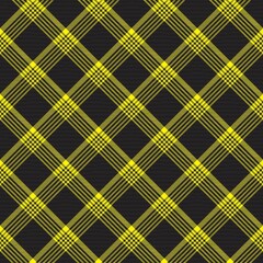 Yellow Diagonal Plaid Tartan textured Seamless Pattern Design