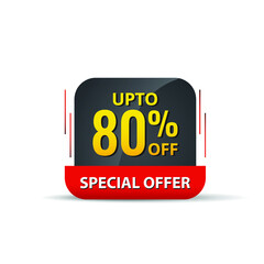 80% special offer, banner, template, design, 80% off, big sale special offer, end of season special offer banner, Vector illustration, EPS