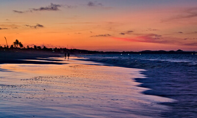 Couple walking, Beach Sunset, Cumbuco, Ceara, route of emotions, Brazil