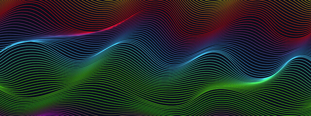 Wave background of abstract colored lines
