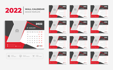 Modern 2022 desk calendar design template