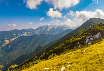Monte Amaro (Italy) - The mountain summit in the Majella range, central Italy, Abruzzo region, with characteristic landscape of rocky expanses between valleys and plateaus