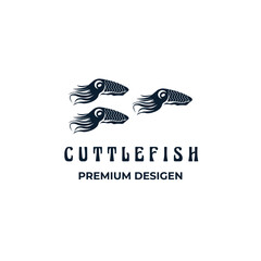 Fototapeta premium cuttlefish vintage logo minimalist icon illustration design at aquarium