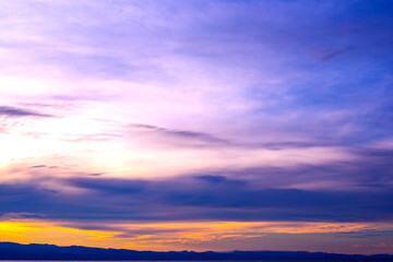 Sky at Aerial sunrise view over Sky with clouds , Sky background