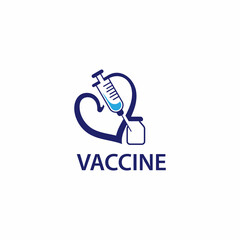 Vaccin injection in love logo design vector illustration health