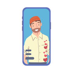 Man Influencer as Social Media User with Numerous Audience and Subscribers Following Him Vector Illustration