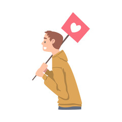 Man with Heart Sign as Social Media Follower and Subscriber Showing Adoration Vector Illustration