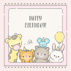 happy birthday animals card template