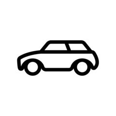 Car icon. Black contour linear silhouette. Side view. Vector simple flat graphic illustration. The isolated object on a white background. Isolate.