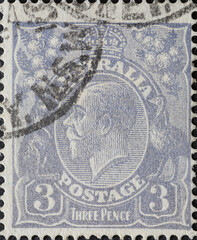 AUSTRALIA-CIRCA 1930 : A post stamp printed in Australia showing a portrait of King George V
