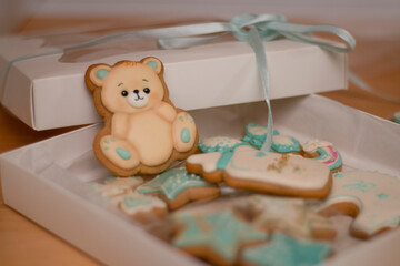 packaged gingerbread, a gift for the birth of a baby