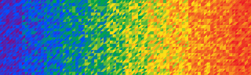 Wide vector background composed of tiny triangles with rainbow gradient