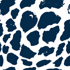 Dalmatian or Leopard Seamless Pattern. Brush Doodle HandDrawn Art. Vector Illustration.