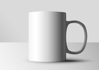 Minimalist White mug. Mock up. 3d illustration.