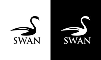 luxury stylish spreading wings swan logo design vector logotype sign illustration