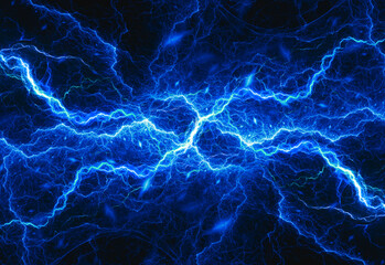 Blue lightning and plasma background, abstract energy and electrical background - 456949204