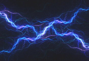 Blue lightning and plasma background, abstract energy and electrical background