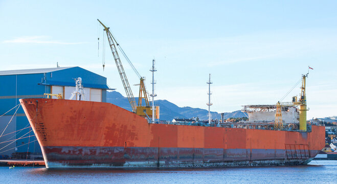 Floating Storage Production vessel with red hull