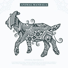 Farm Animal Mandala Vector. Vintage decorative elements. Oriental pattern, vector illustration.