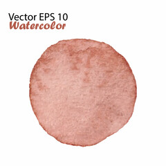 Vector Watercolor Brush Stroke Splash Circle in Brown Color. Handmade design element. Hand Painted watercolour Dot