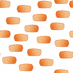 Hand Painted Brush Stroke Seamless Watercolor Pattern. Abstract watercolour shapes in Orange Color. Artistic Design for Fabric and Background