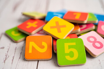 Math number colorful, education study mathematics learning teach concept.