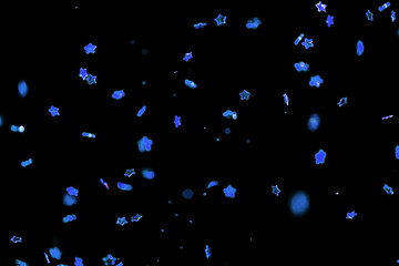 Glittering blue stars of bokeh use for celebrate background