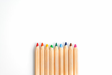 Obraz premium color rainbow pencils macro photo. education, drawing colors.
