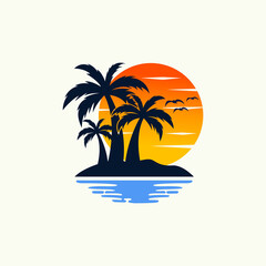 Fototapeta na wymiar creative sunset logo design vector illustration