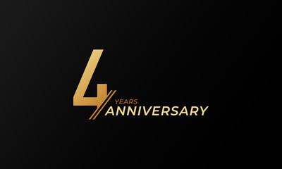 4 Year Anniversary Celebration Vector. Happy Anniversary Greeting Celebrates Template Design Illustration