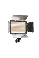 Photo and video lamp isolate on white back. LED lamp with special shutters for the formation of light flux. Photo and video lighting fixture.