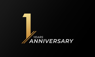 1 Year Anniversary Celebration Vector. Happy Anniversary Greeting Celebrates Template Design Illustration