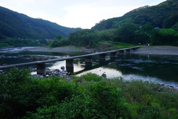 Shimanto River Valley and Nagaoi Sinking bridge in Kochi, Shikoku, Japan - 日本 四国 高知 四万十川 長生沈下橋