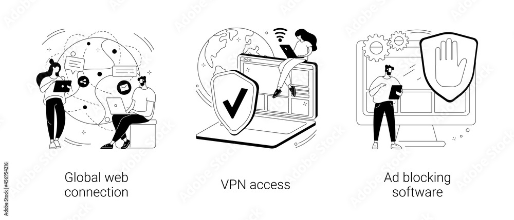 Poster network access abstract concept vector illustrations.