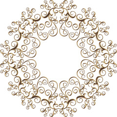 3D-image  gold curl central  ornament for ceiling decoration