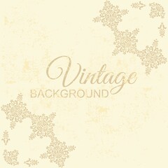 Vector vintage grunge background with gold ornaments with space for text. Shabby pattern with damask pattern elements. Grunge and gold background. Vector illustration.