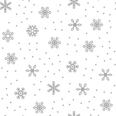 Snowflakes random seamless pattern. Winter and christmas background texture.