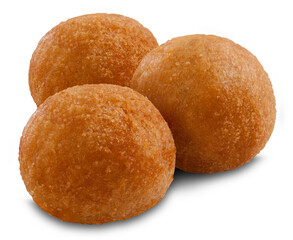 Bolinho de carne, crocante em fundo branco para recorte.