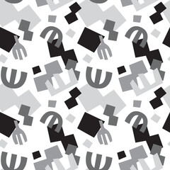 Trendy seamless pattern with graphic abstract geometric shapes. Avant-garde puzzle style. Geometric wallpaper for  cover design.