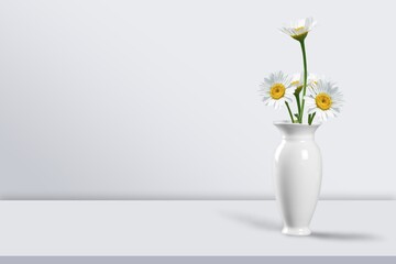 a bouquet of fresh flowers in a white glass vase on a table