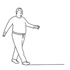 Chubby old man walking.