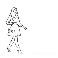 Cute lady in dress walking.