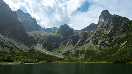Naklejka na ściany i meble High Tatras Mountain with lake Panorama 