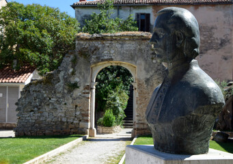Statue in the old town of Porec, Istra, Croatia